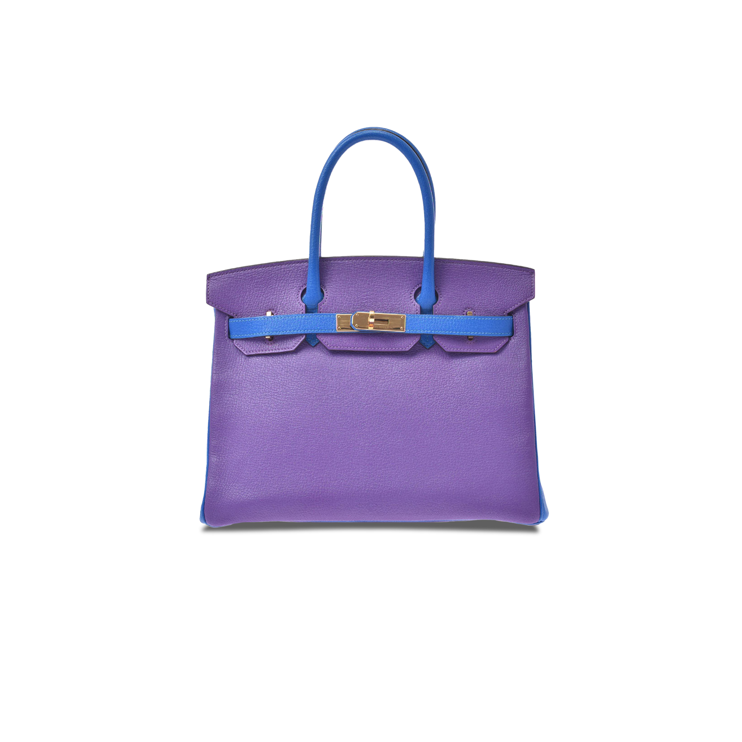 HERMÈS BIRKIN 30 TOGO LEATHER ANEMONE PURPLE WITH ELECTRIC BLUE GOLD BUCKLE BAG 800000091270000 (30*23*15cm)